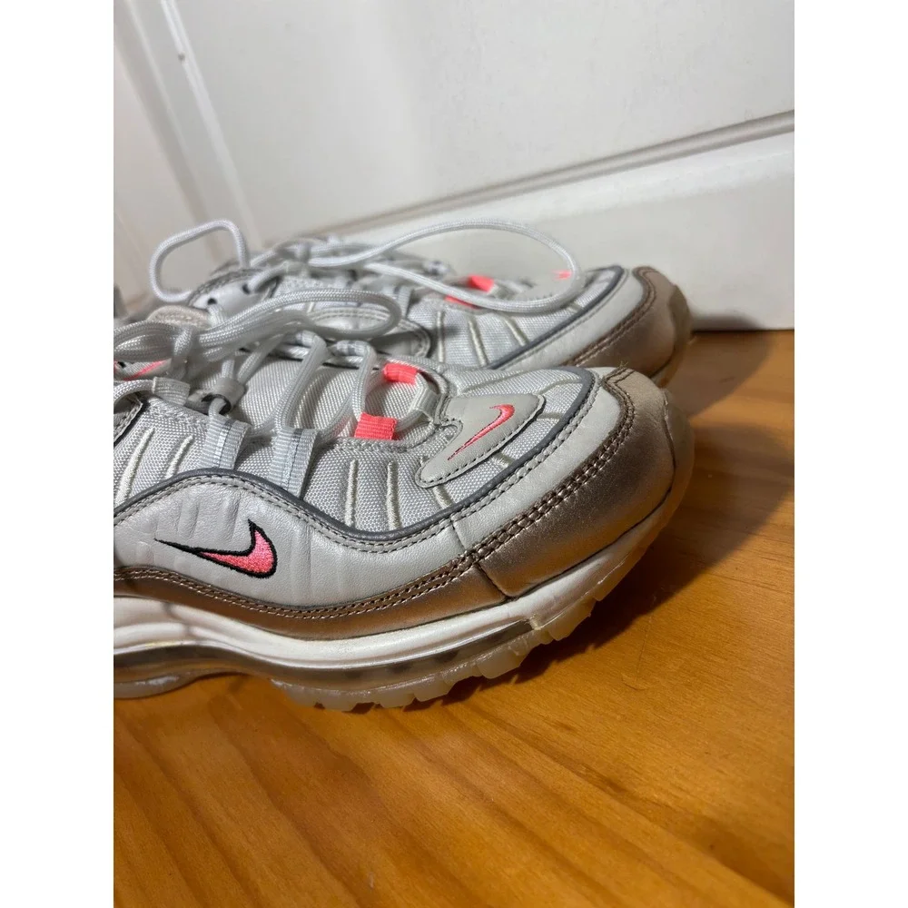 Nike Air Max 98 Women's Shoes White Rose Gold Pink‎ Silver Size 7.5